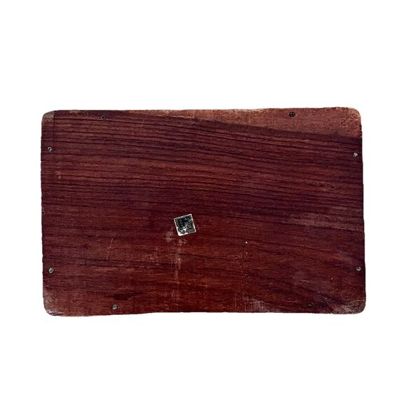 Wood Hand Carved Ornate Trinket Box - India Blue Velvet Inside 6” x 3.75” x 2” - Picture 7 of 10